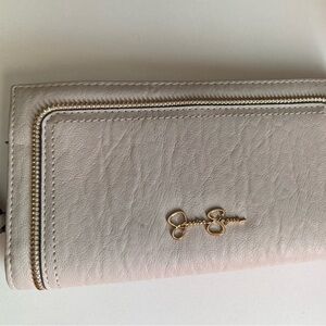 Jessica Simpson Blush Pink Zip-Around Wallet with Gold Logo